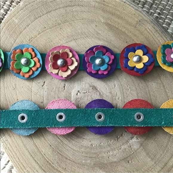 LAST 1! NEW 100% Leather Daisy Bracelet Handmade Mexico Boho 2-Snap Festival - Picture 10 of 12